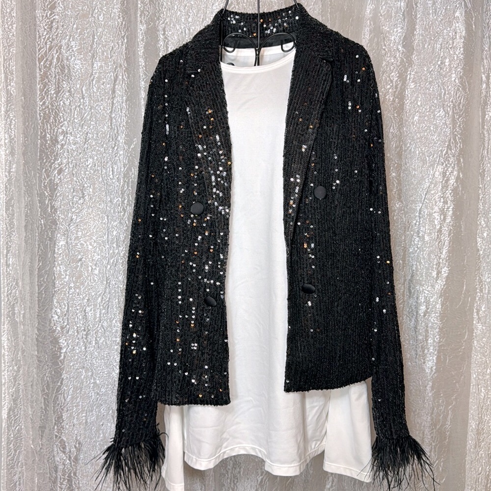 NANATTE OSTRICH FEATHER sequined jacket 😍 - Picture 4 of 10